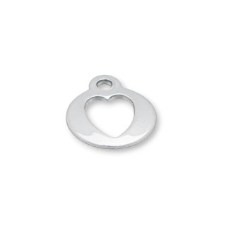 Pendentif coeur en acier rond 13x16mm 72pcs