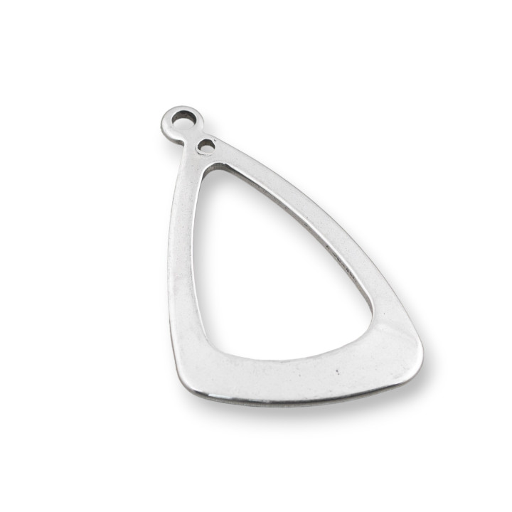 Composant Acier Triangle Perforé Pendentif 20x35mm 40pcs