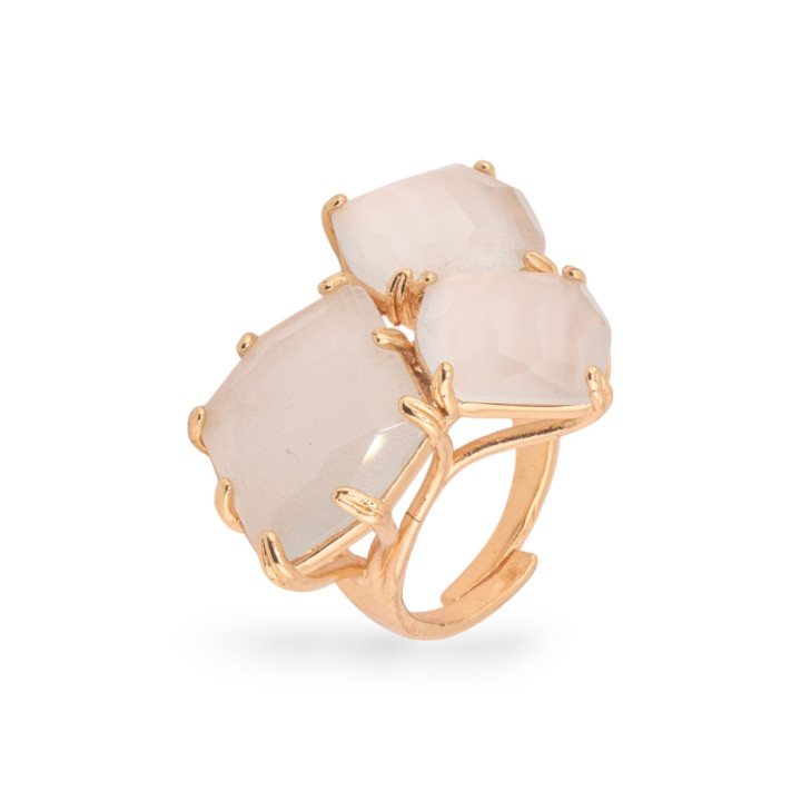 Bronzering mit Katzenauge 30x38mm Größenverstellbar Weißgold