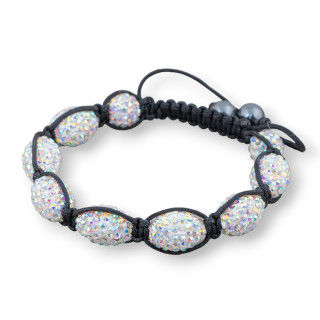 Bracelet Shamballa Strass Ovale 11x16mm Blanc Boréal