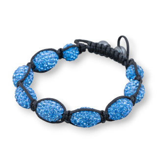 Bracelet Shamballa Strass Ovale 11x16mm Bleu Clair