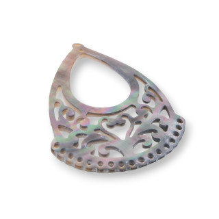 Drop Engraved Mother of Pearl Pendant 40x50mm