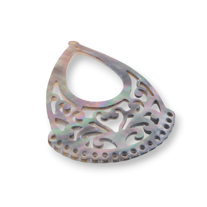 Pendentif Nacre Gravé Goutte 40x50mm