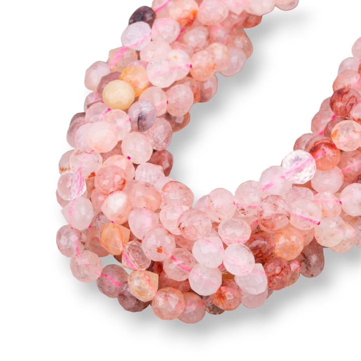 Hämatoide Quarz-Briolette-Tropfen, facettiert, maschinell geschliffen, 7 mm