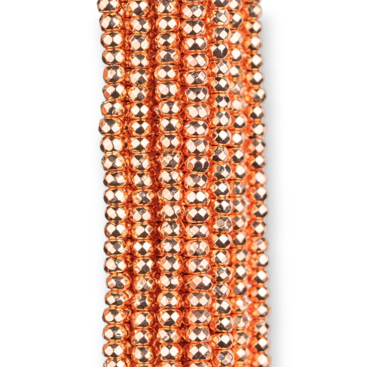 Αιματίτη Faceted Rondelle 3x2mm Ροζ χρυσό
