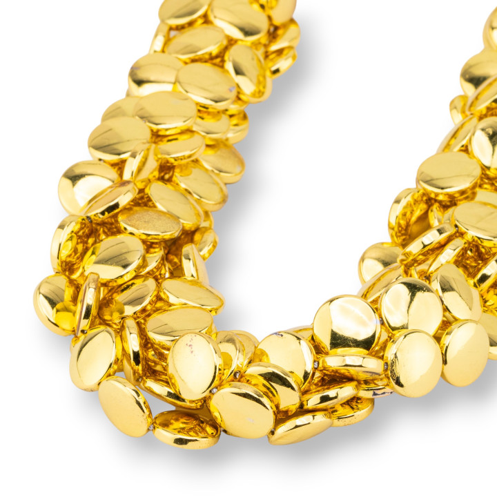 Glatte, flache, runde Hämatit-Münze, 10 mm, 18 Karat Gold