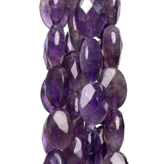 Flach facettierter ovaler Amethyst 12 x 16 mm rau