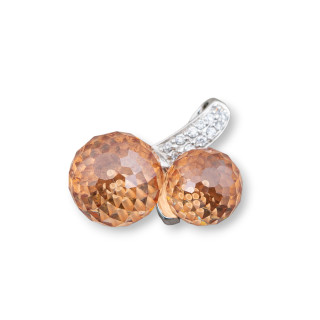 Colgante Colgante De Plata 925 Espiral Con Esferas De Zirconia Cúbica 18x25mm Naranja