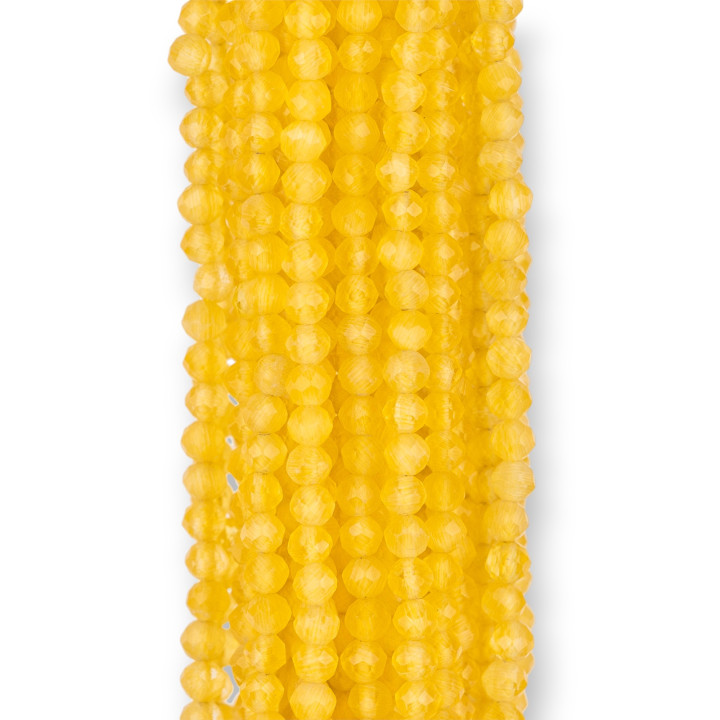 Occhio Di Gatto Perlina Tonda Sfaccettata Diamond Cut 3mm Giallo