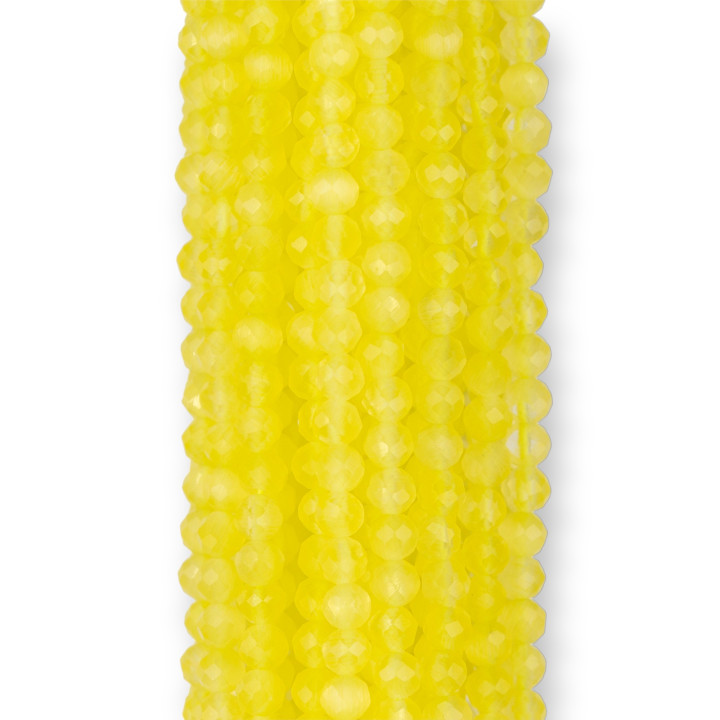 Katzenauge, facettierter Diamantschliff, 3 mm, gelbe Zitrone