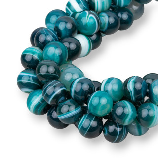 Glatter runder gestreifter smaragdgrüner Achat 14 mm