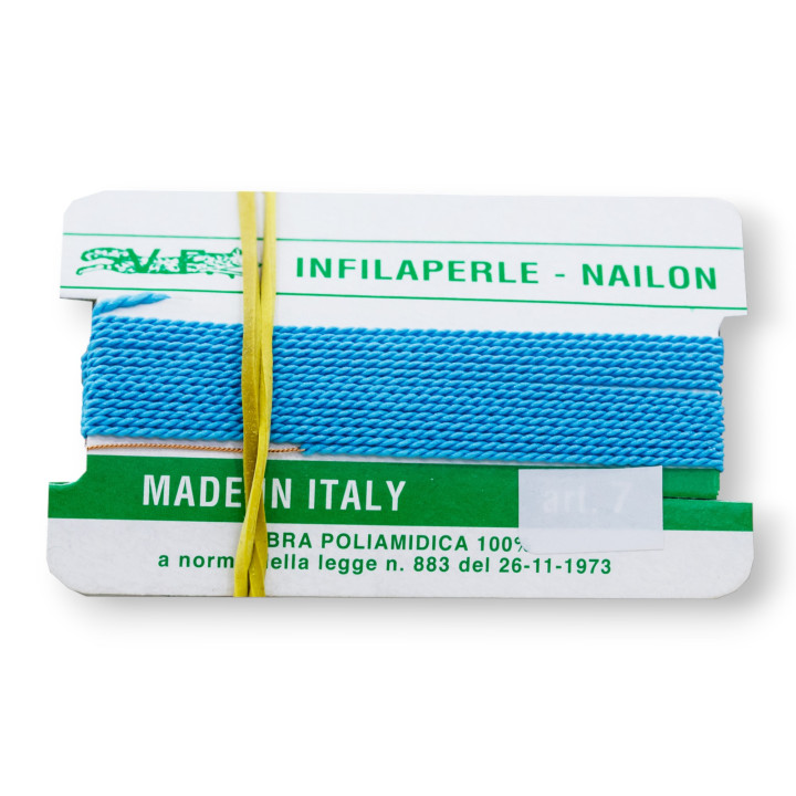 Filo Infilaperle Di Fibra Poliamidica 12pz ART317 Turchese Misura 8