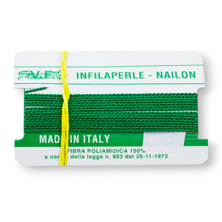 Filo Infilaperle Di Fibra Poliamidica 12pz ART320 Smeraldo Verde Misura 8