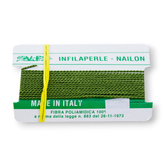 Filo Infilaperle Di Fibra Poliamidica 12pz ART327 Verde Bosco Misura 9
