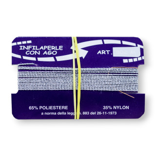 Hilo para Enhebrar Fibra Poliamida Metalizada 12pzs ART802 Plata Talla S