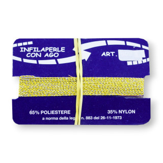 Filo Infilaperle Di Fibra Poliamidica Metallizzato 12pz ART802 Dorato Misura S