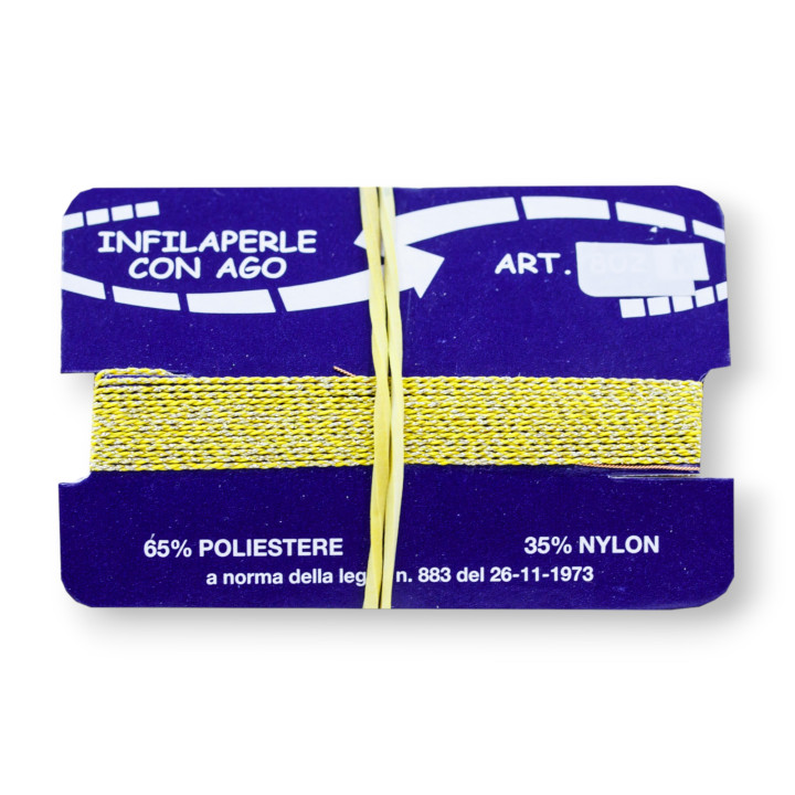 Filo Infilaperle Di Fibra Poliamidica Metallizzato 12pz ART802 Dorato Misura S