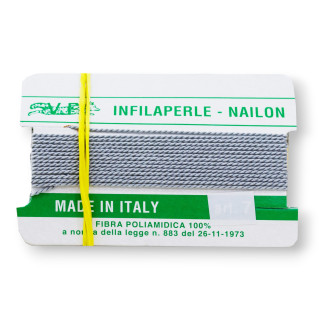 Filo Infilaperle Di Fibra Poliamidica 12pz ART236 Grigio Perla Misura 8