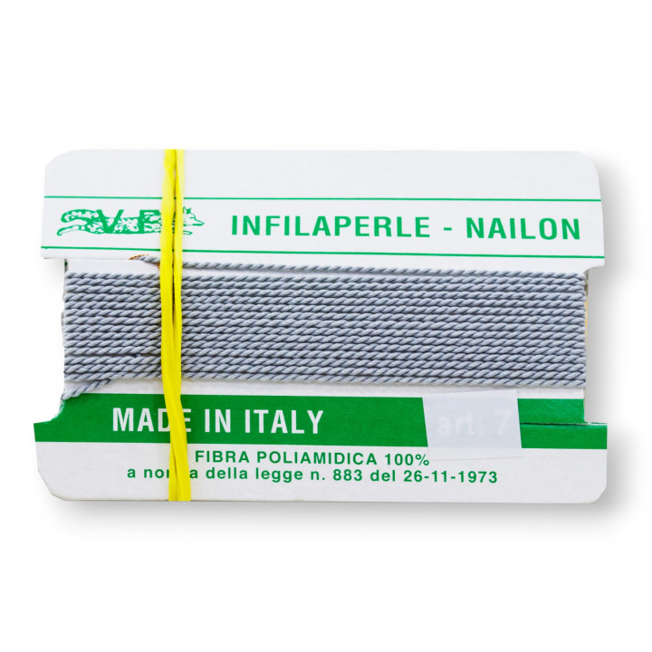 Filo Infilaperle Di Fibra Poliamidica 12pz ART236 Grigio Perla Misura 9