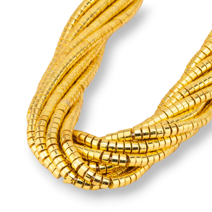 Arandelas De Hematite Discos Lisos 6x2mm Oro 18k