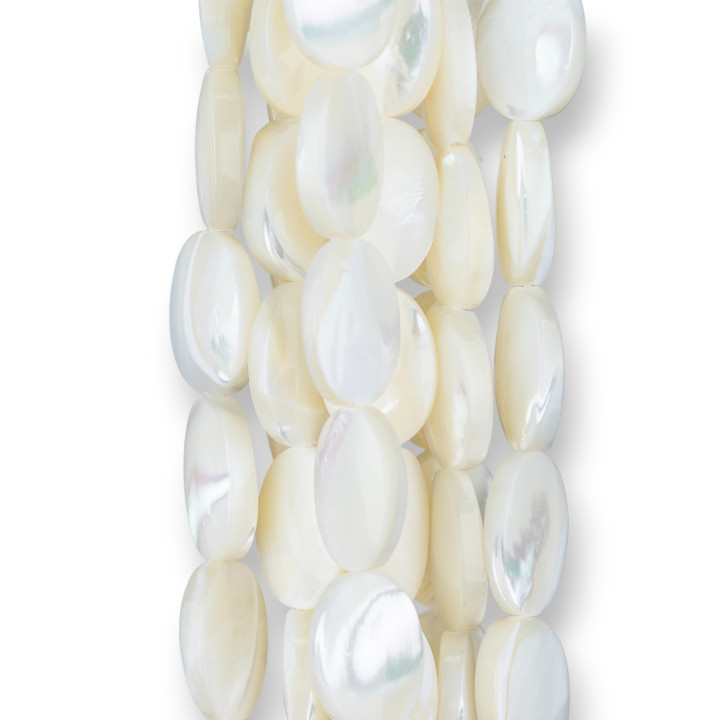 Λευκό Mother of Pearl Oval Flat 18x25mm