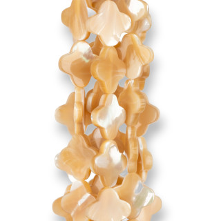 Mother of Pearl Cappuccino Four Leaf Clover Plate 16mm