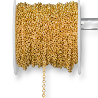 Smooth Forced Steel Chain 1.9x2.5mm Wire 0.5mm 20 Meters Gold Plated