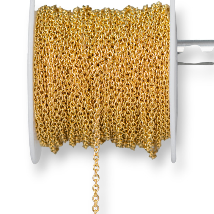 Smooth Forced Steel Chain 1.9x2.5mm Wire 0.5mm 20 Meters Gold Plated
