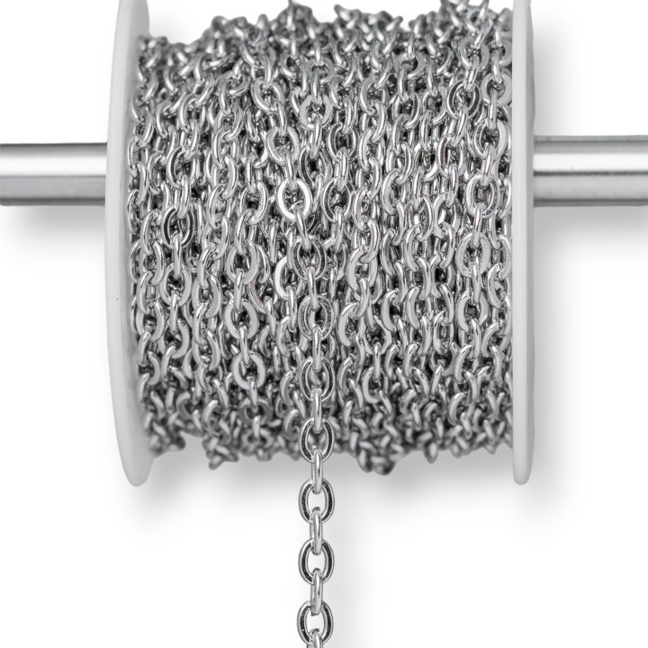 Catena Di Acciaio Forzatina Schiacciata 2,3x2,8mm Filo 0,6mm 15 Metri