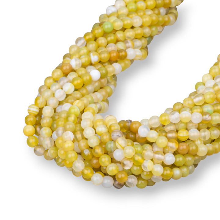 Agata Pomelo Striata Tondo Liscio  4mm