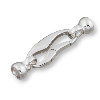 Verschluss aus 925er Sterlingsilber, 10 x 35 mm, 7 mm, Cups, 2 Stk. Rhodium