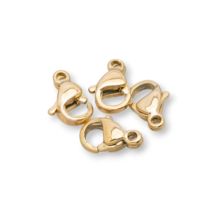 Fermoir Mousqueton Acier 316 Avec Anneau 10mm 100pcs Plaqué Or