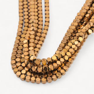 Ematite Bronzo Cubo Perlina Tonda Sfaccettata 4mm