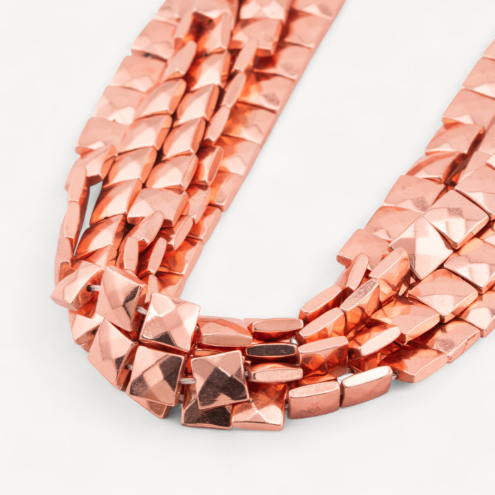 Hematite Square Flat Faceted 8mm Rose Gold