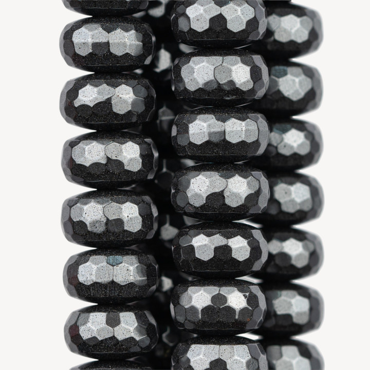 Hematite Rondelle Facetado 12x6mm Natural