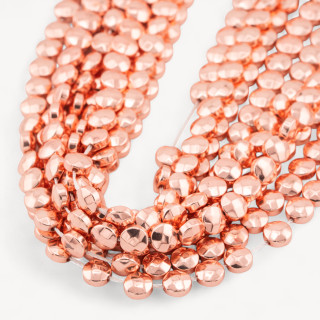 Runde Hämatit-Flachmünze facettiert 6 mm Roségold