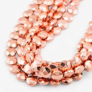 Ematite Oro Rosa Tondo Piatto Coin Sfaccettato 8mm