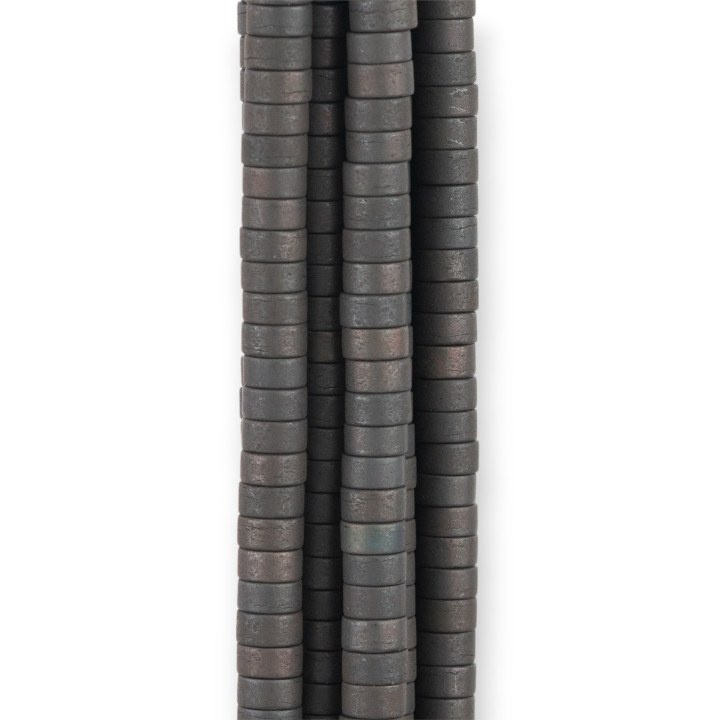 Arandelas De Hematite Discos Lisos 4x2mm Negro Mate Satinado