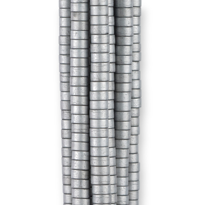 Hematite Silvered Satin Matte Washers Discs Smooth 4x2mm