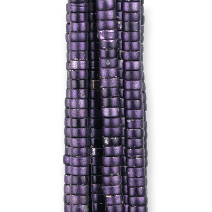 Hämatit-Rondelle-Scheiben glatt 4 x 2 mm Satin-Matt-Lila