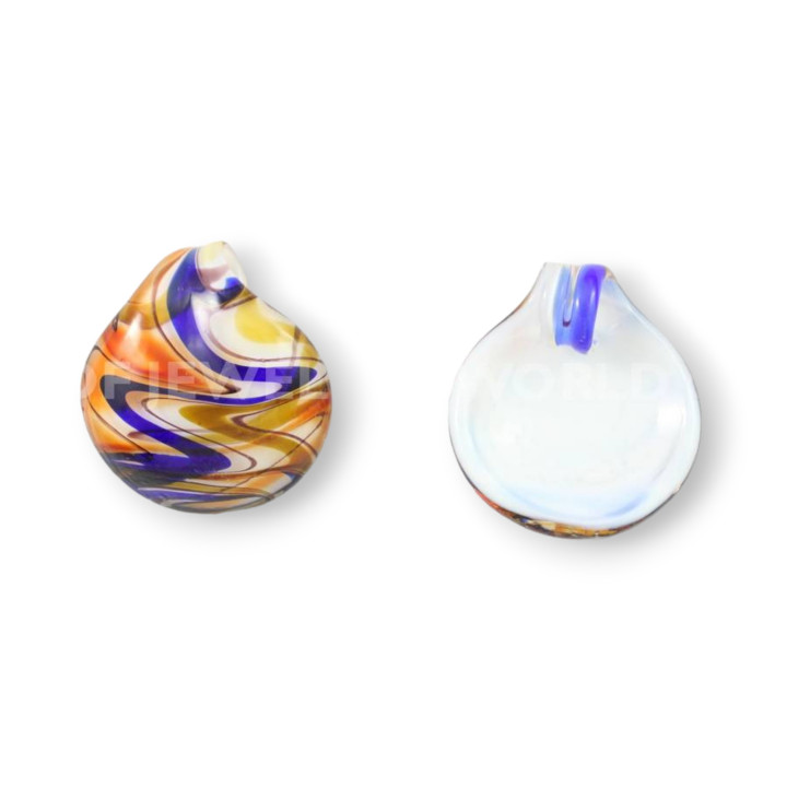 Pendentif en Verre de Murano Avec Fantaisie 45mm - 2pcs - Orange + Bleu