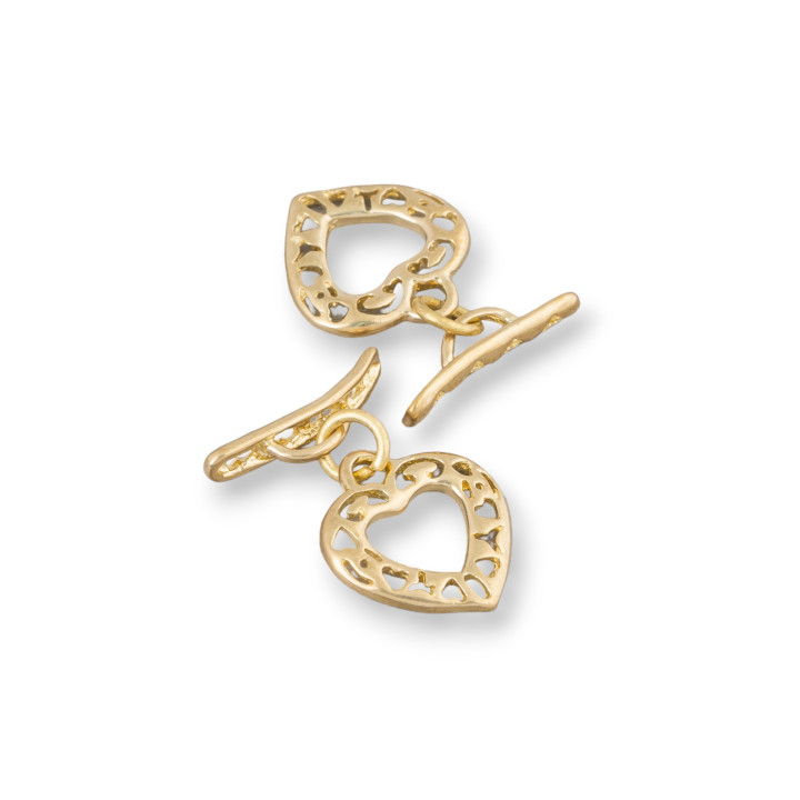 Cierre De Bronce OT Corazon 14x20mm 20uds Dorado