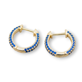 Geschlossene Ohrstecker aus 925er Sterlingsilber mit Stirnband aus Mikropavé-Zirkonen, 16 mm, 2 Paar, goldblau