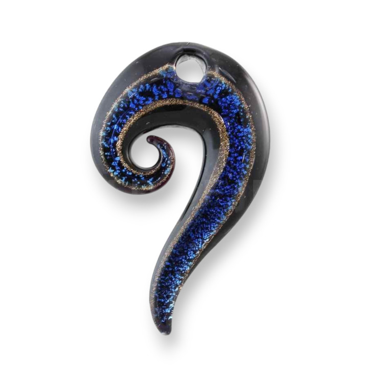 Κρεμαστό Γυάλινο Μουράνο Fantasy 43x70mm 2τμχ Μπλε