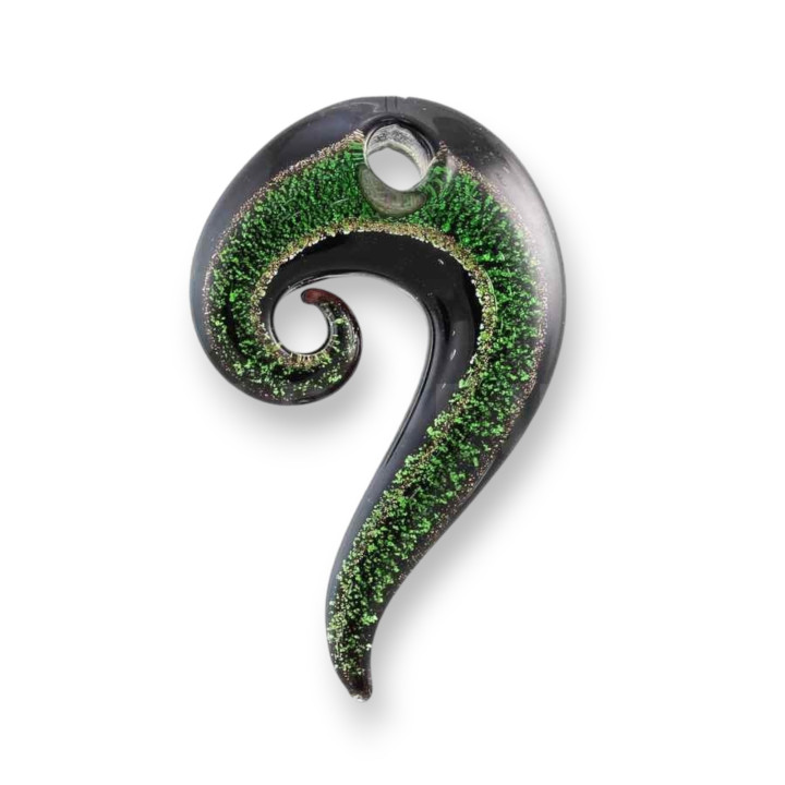 Pendentif en verre de Murano Fantasy 43x70mm 2pcs Vert