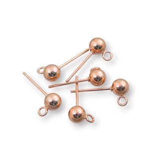 Boucles d'Oreilles Acier 316L Clou Boule avec Anneau Or Rose 4mm 35 Paires