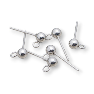 Pendientes Acero 316L Base Pin Bola Con Anilla 5mm 50 Pares