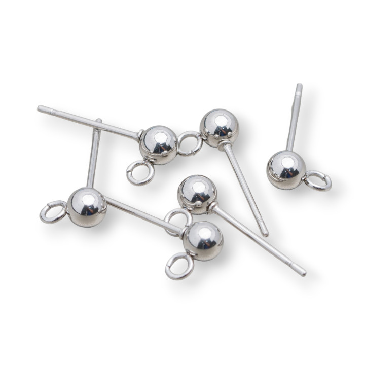 Boucles d'Oreilles Acier 316L Base Ball Pin Avec Anneau 5mm 50 Paires