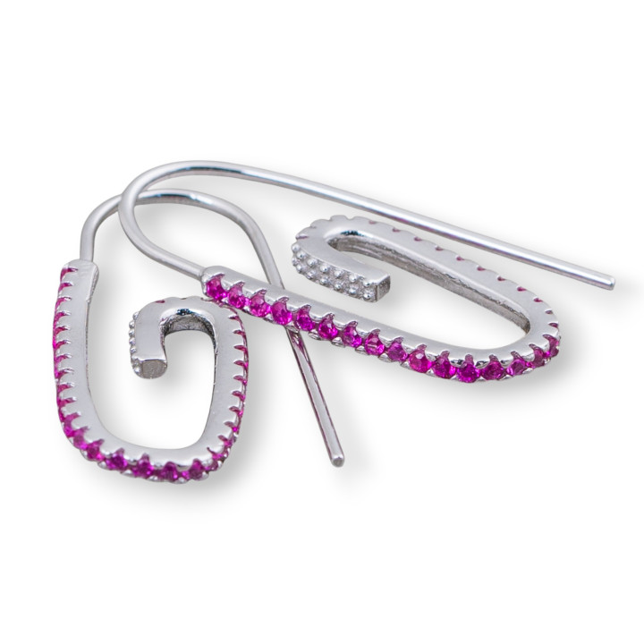Hakenohrringe aus 925er Sterlingsilber mit Mikropavé-Zirkonen, 12 x 28 mm, 2 Paar, rotes Rhodium