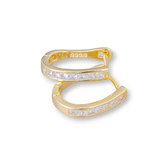 Boucles d'oreilles clous fermées en argent sterling 925 avec zircons micropave 3x16mm 2 paires blanc doré